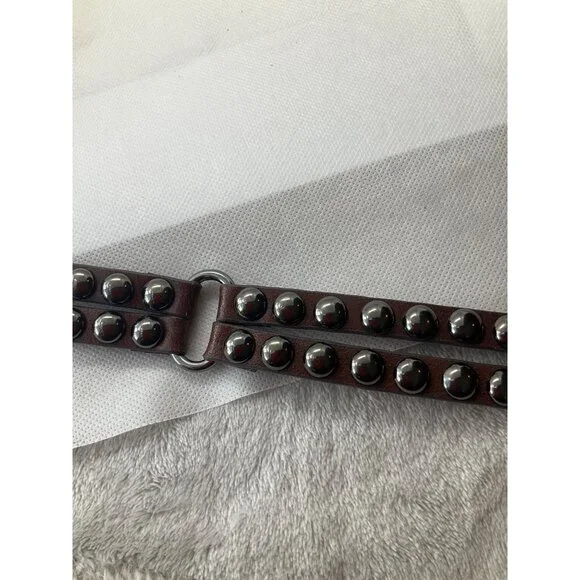 Double Studded Leather Belt Womens Sz Medium Brown Boho Goth Grunge*READ - Picture 5 of 8